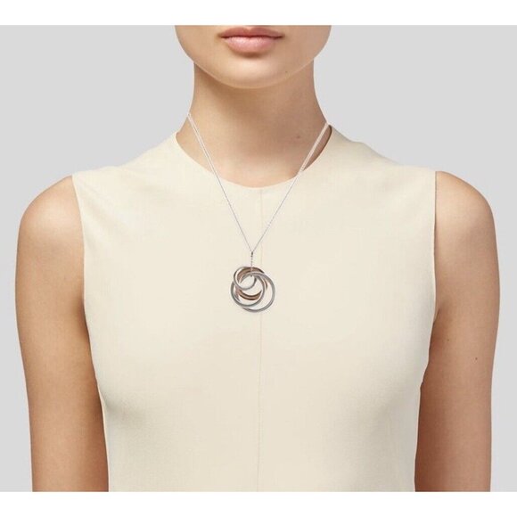 20" Tiffany 1837 4 Four Interlocking Circles Pendant Necklace in Silver & Rubedo - Picture 2 of 7